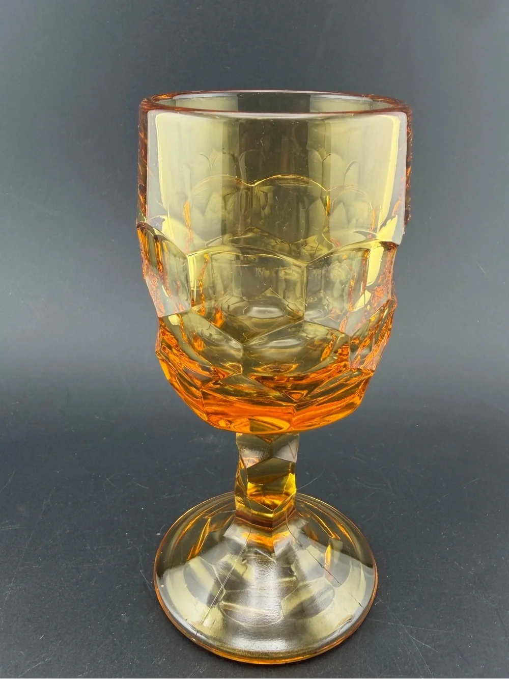 Vintage Viking Glass Georgian water goblet in amber glass honeycomb 4oz